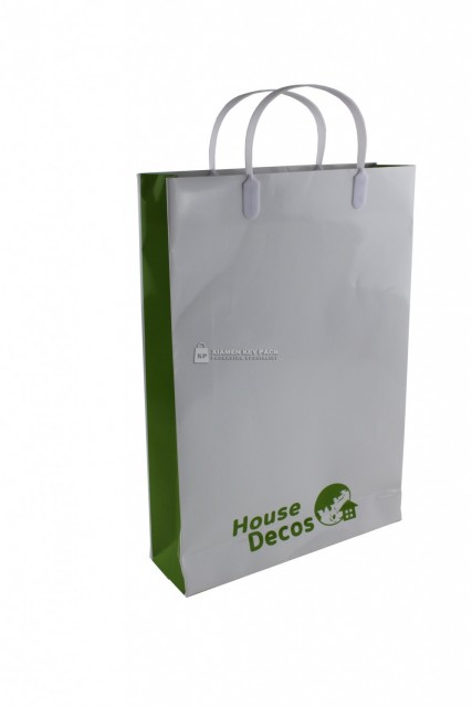 paper hand made bag with plastic handle
