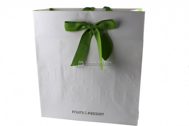 luxury hand made paper bag with cotton twill handle,logo embossed
