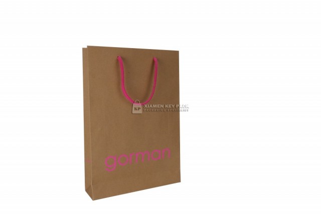 Paper hand made bag,cotton handle,pink hotstamp