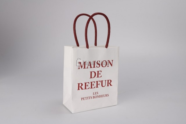 paper hand made bag with solid cotton handle with paper core inside