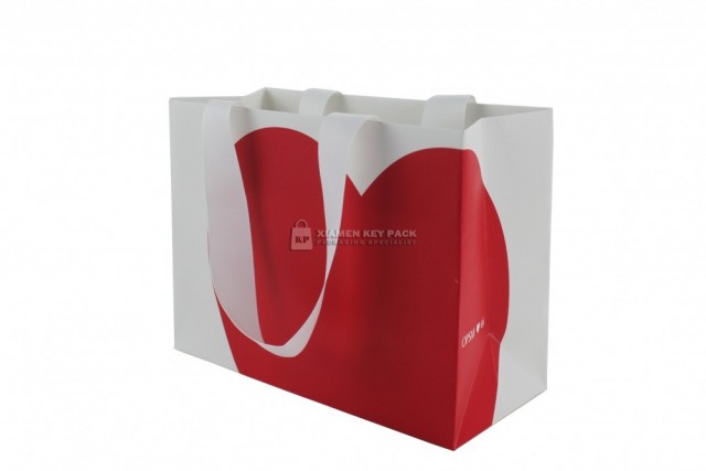paper hand made bag with grosgrain ribbon glued 